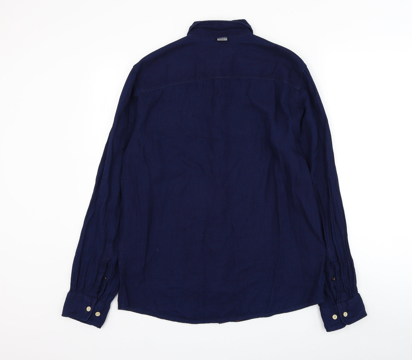 JACK & JONES Mens Blue Cotton Dress Shirt Size M Collared Button