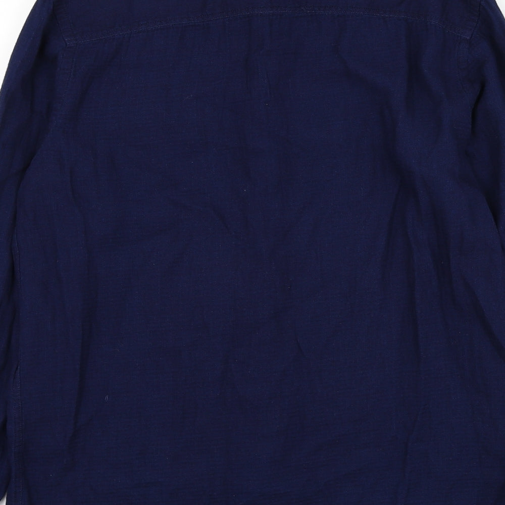 JACK & JONES Mens Blue Cotton Dress Shirt Size M Collared Button