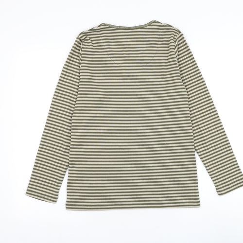 First Avenue Womens Green Round Neck Striped Polyester Pullover Jumper Size M