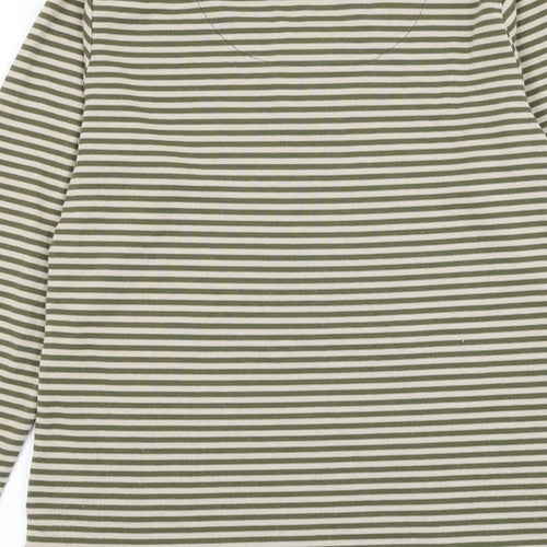 First Avenue Womens Green Round Neck Striped Polyester Pullover Jumper Size M