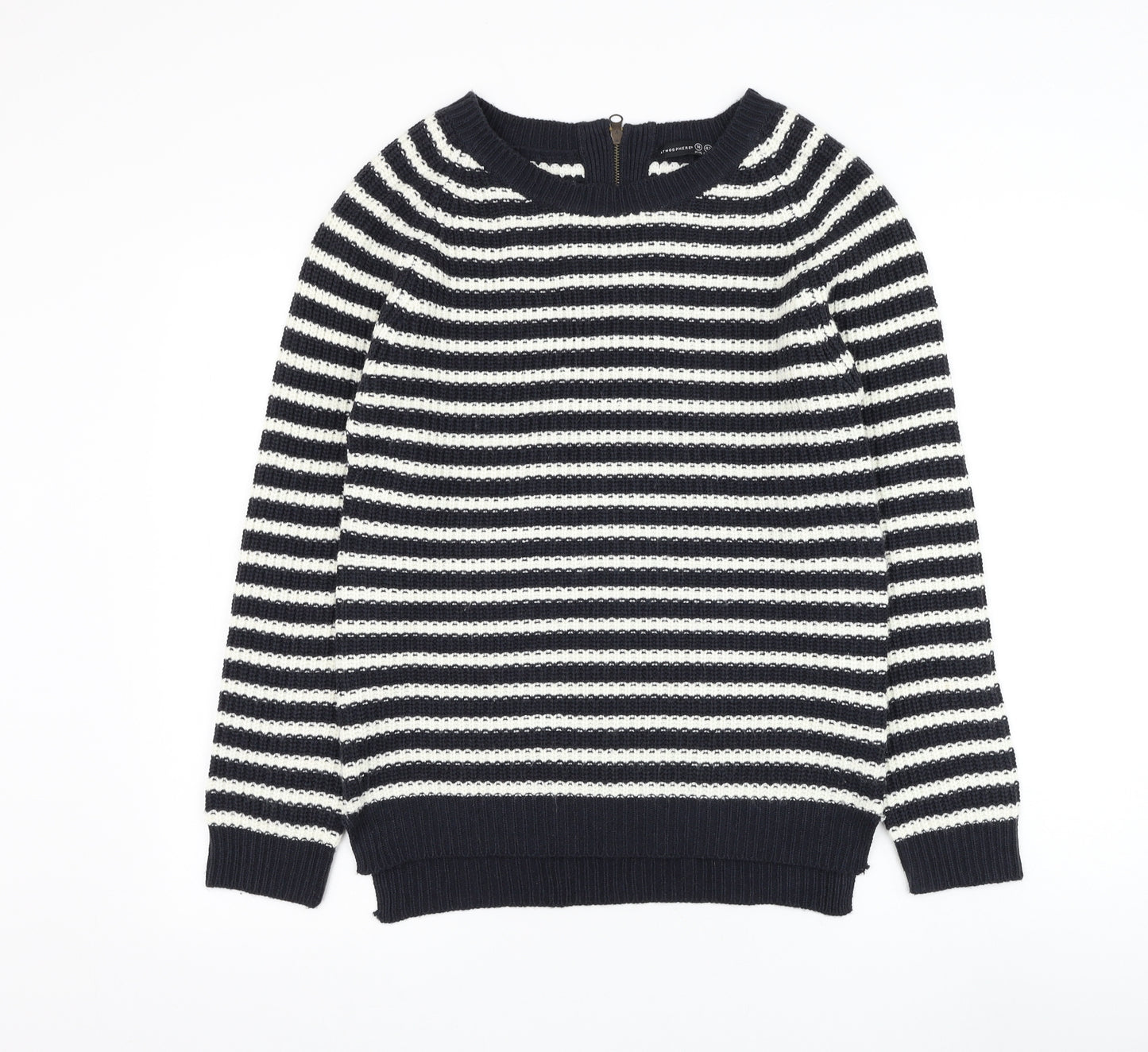 Atmosphere Womens Blue Round Neck Striped Acrylic Pullover Jumper Size 14