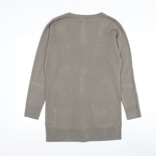 Evie Womens Brown V-Neck Acrylic Cardigan Jumper Size 10