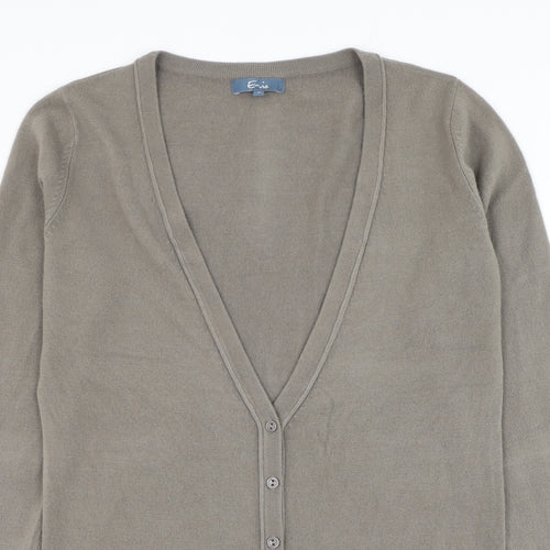Evie Womens Brown V-Neck Acrylic Cardigan Jumper Size 10