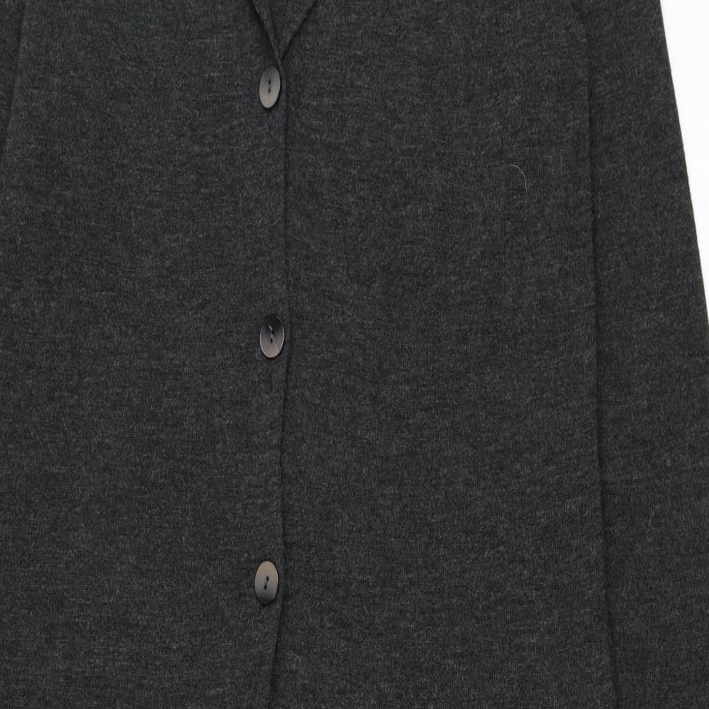 Marks and Spencer Womens Grey Collared Acrylic Cardigan Jumper Size 16