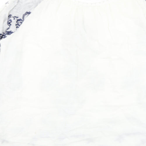 Gerard Womens White Paisley Cotton Basic Blouse Size M Round Neck