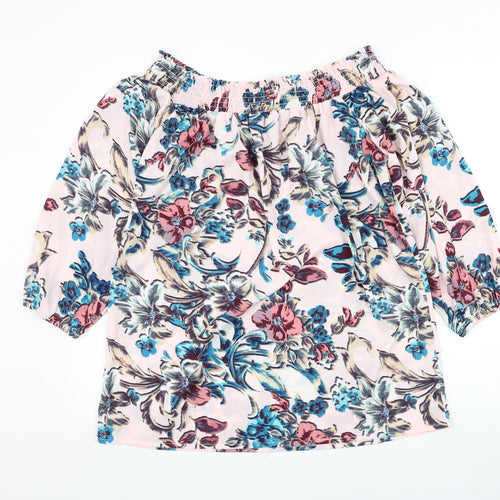 Peacocks Womens Pink Floral Polyester Basic Blouse Size 12 Round Neck