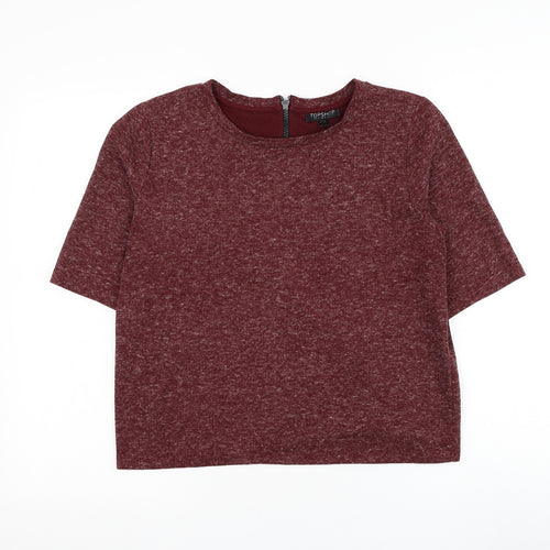 Topshop Womens Red Round Neck Polyester Pullover Jumper Size 12
