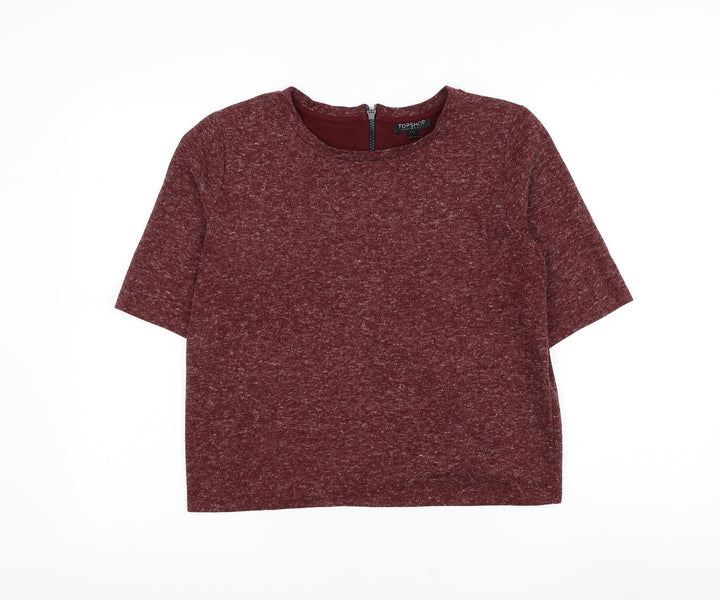 Topshop Womens Red Round Neck Polyester Pullover Jumper Size 12