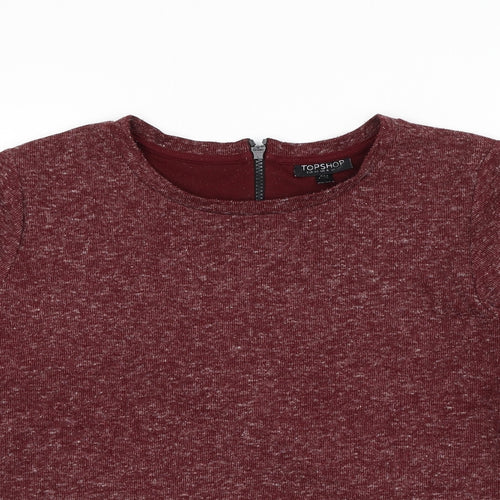 Topshop Womens Red Round Neck Polyester Pullover Jumper Size 12