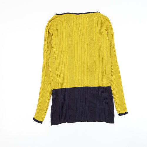 Marks and Spencer Womens Yellow Round Neck Viscose Pullover Jumper Size 12