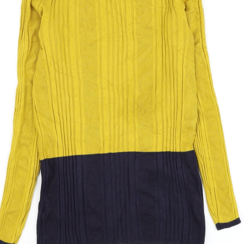 Marks and Spencer Womens Yellow Round Neck Viscose Pullover Jumper Size 12