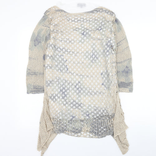 Casamia Exclusive Womens Multicoloured Geometric Acrylic Basic Blouse Size M Round Neck