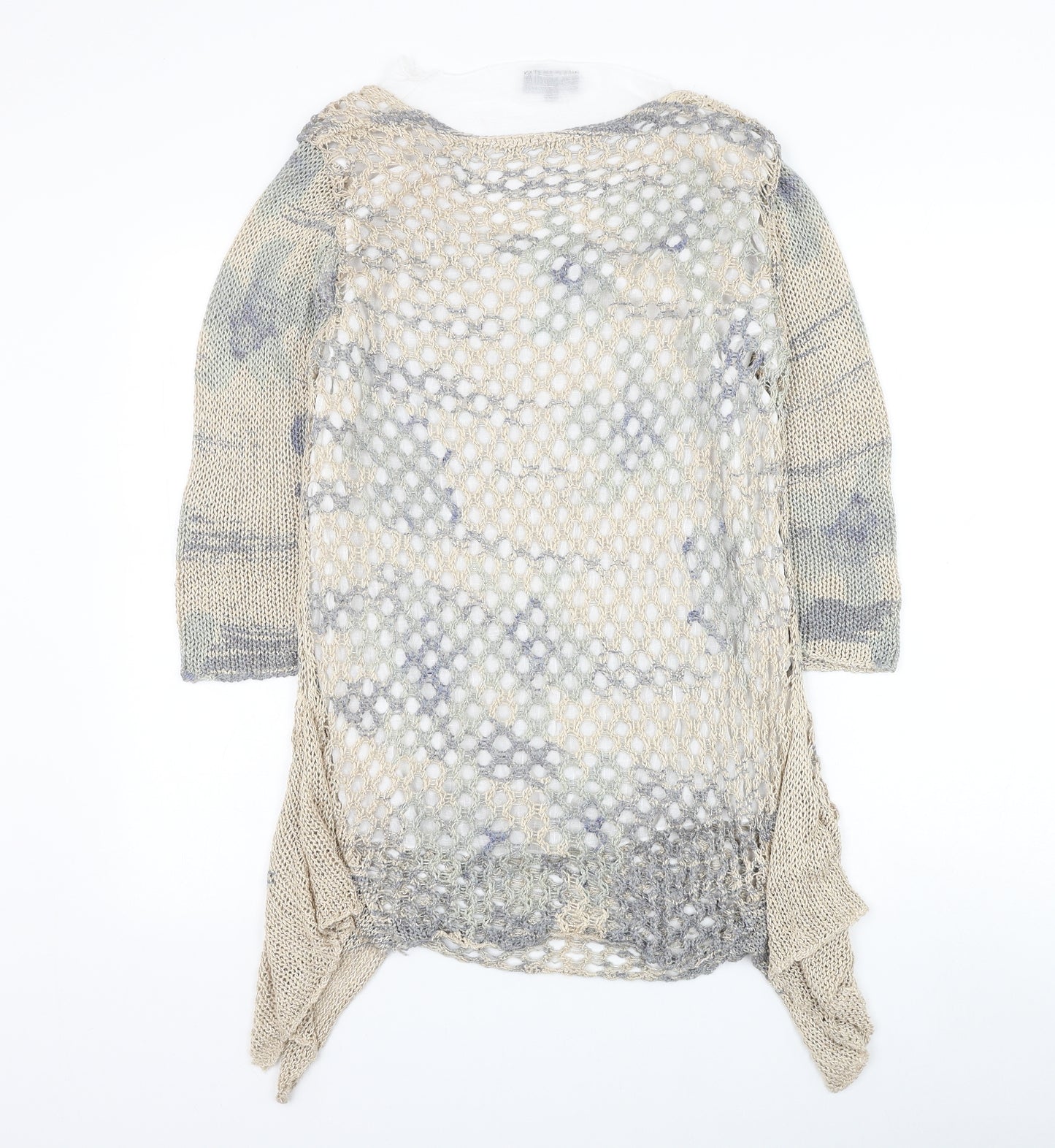 Casamia Exclusive Womens Multicoloured Geometric Acrylic Basic Blouse Size M Round Neck