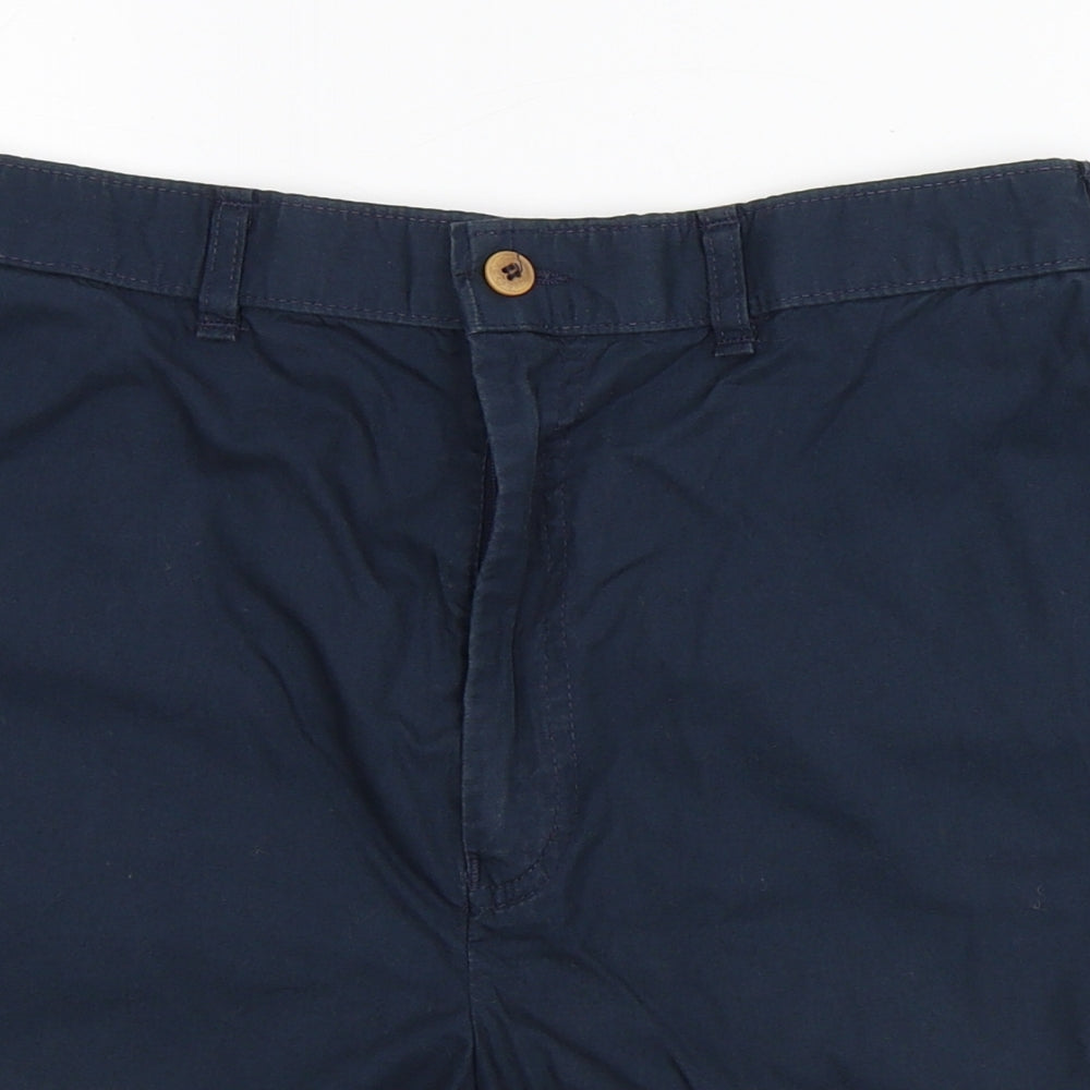 Marks and Spencer Mens Blue Cotton Chino Shorts Size 34 in Regular Button