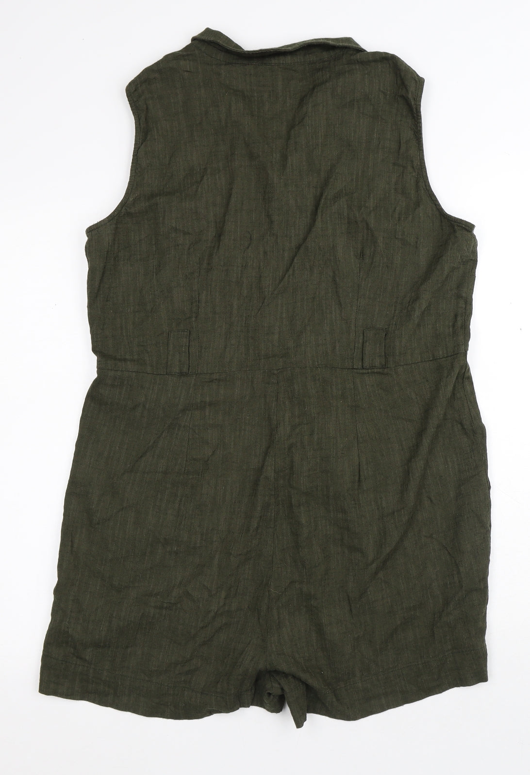 George Womens Green Cotton Playsuit One-Piece Size 16 Button
