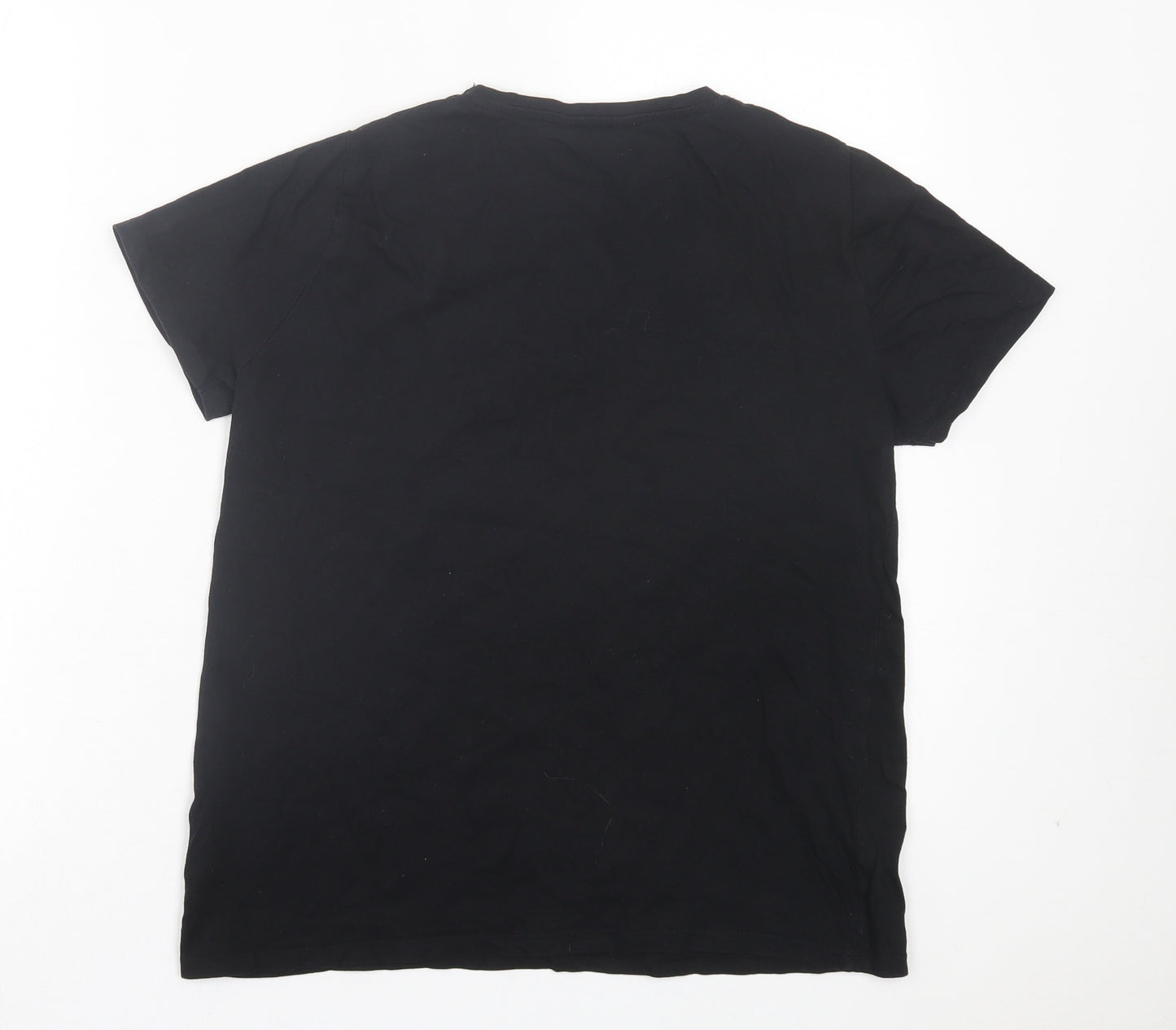 New Look Womens Black Cotton Basic T-Shirt Size 12 Crew Neck - NYC