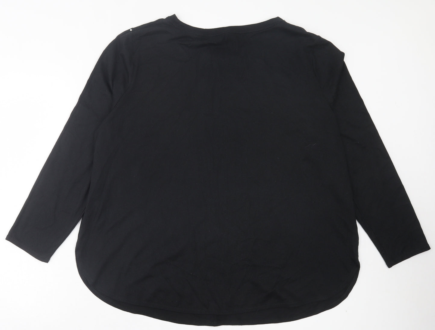 Bonmarché Womens Black Polyester Basic T-Shirt Size 24 Crew Neck