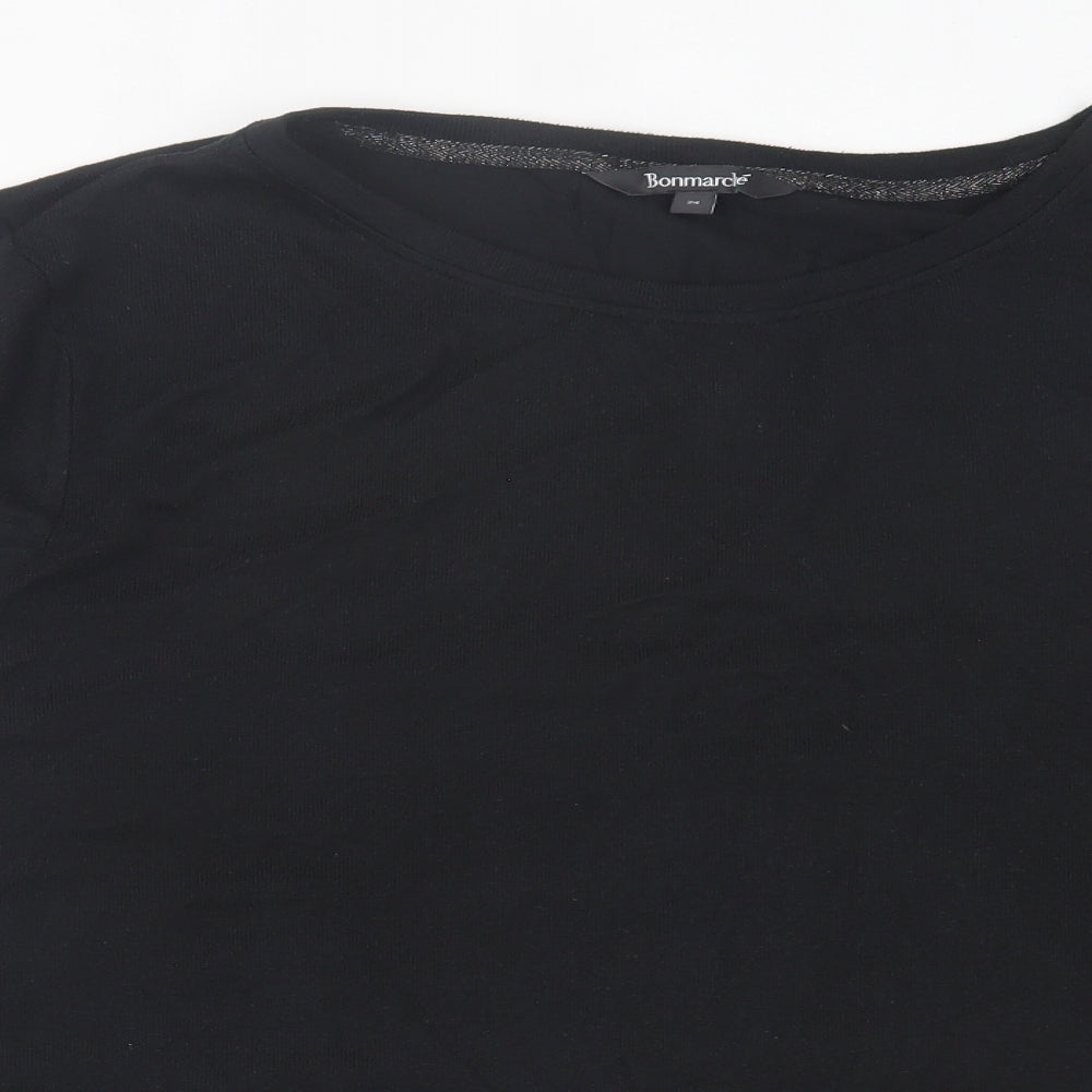 Bonmarché Womens Black Polyester Basic T-Shirt Size 24 Crew Neck