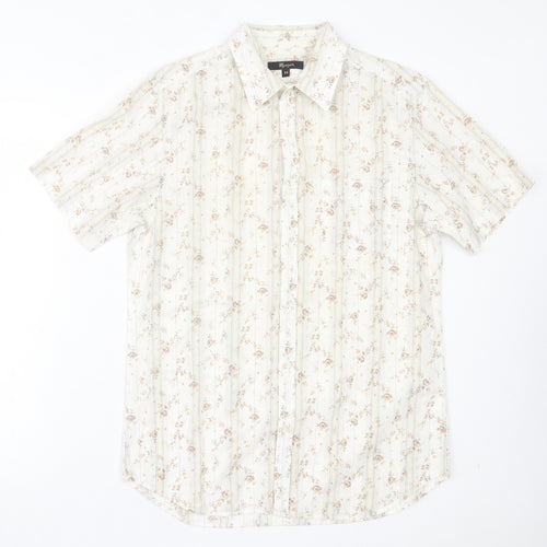 Monsoon Womens Ivory Floral Cotton Basic Button-Up Size M Collared