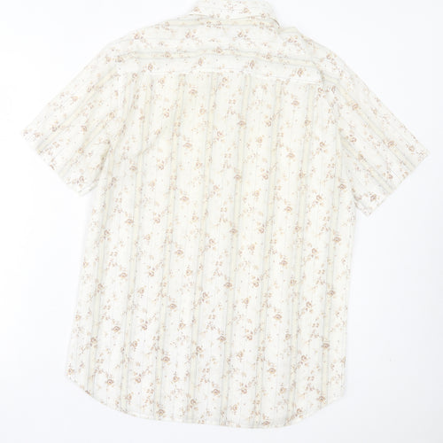 Monsoon Womens Ivory Floral Cotton Basic Button-Up Size M Collared