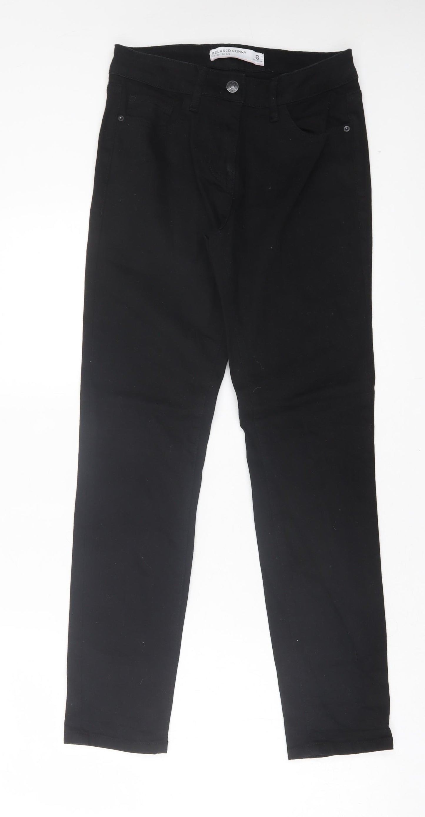 NEXT Womens Black Cotton Skinny Jeans Size 6 L29 in Relaxed Button