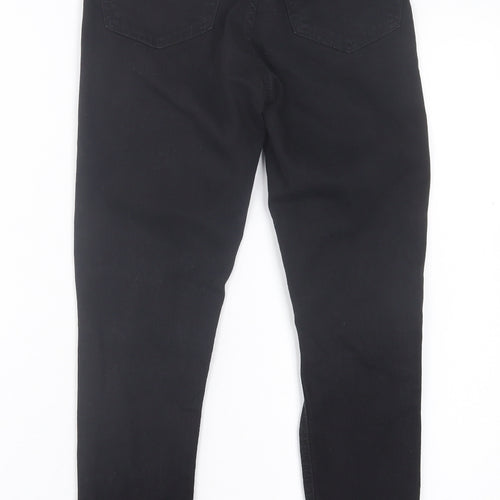 Topshop Womens Black Cotton Skinny Jeans Size 25 in L30 in Regular Button - Ripped Detail
