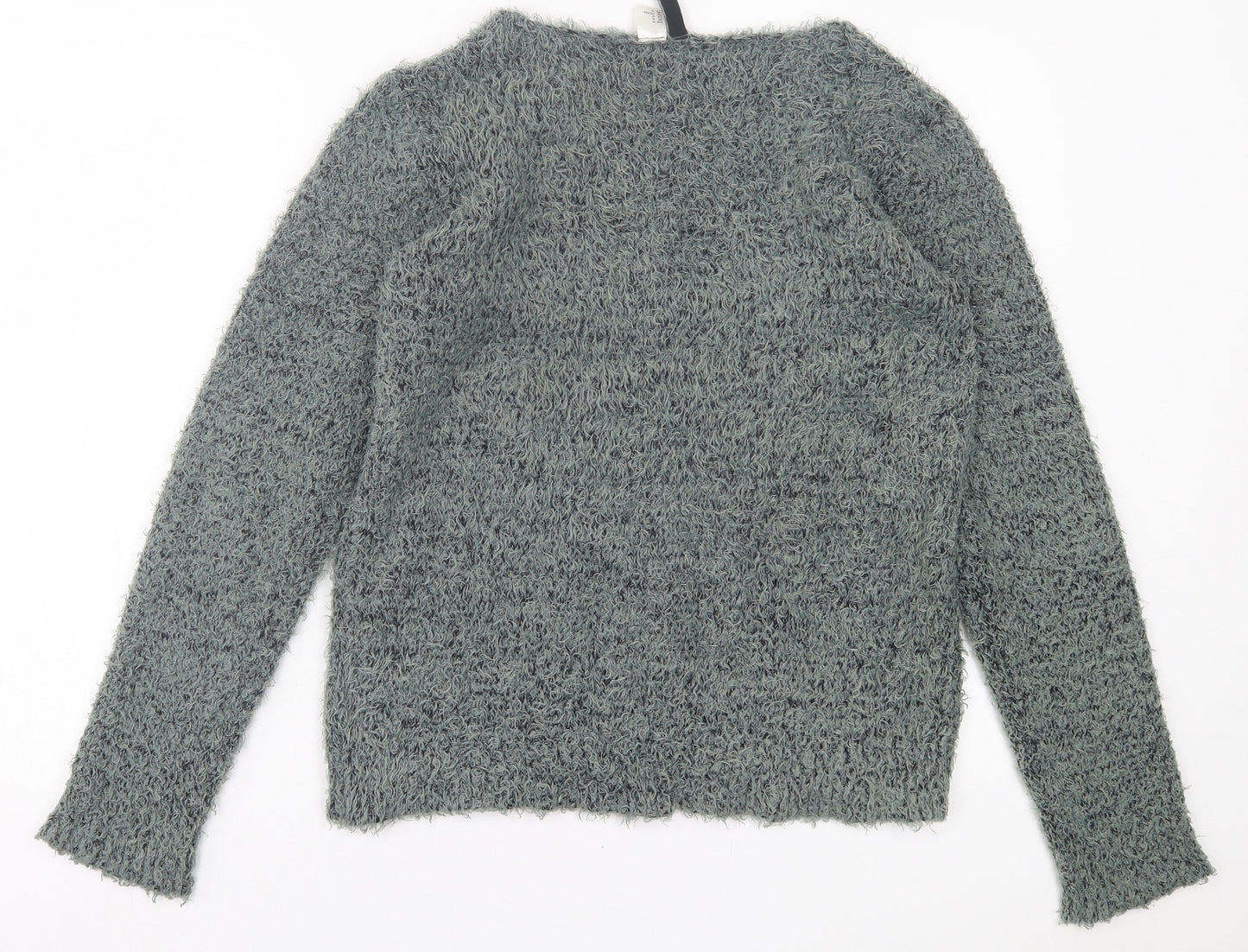 H&M Womens Green Boat Neck Polyester Pullover Jumper Size M