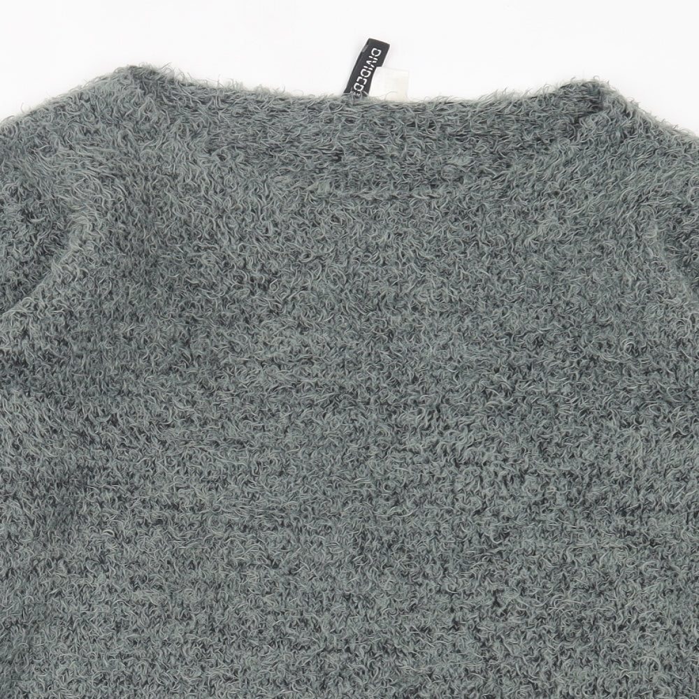 H&M Womens Green Boat Neck Polyester Pullover Jumper Size M