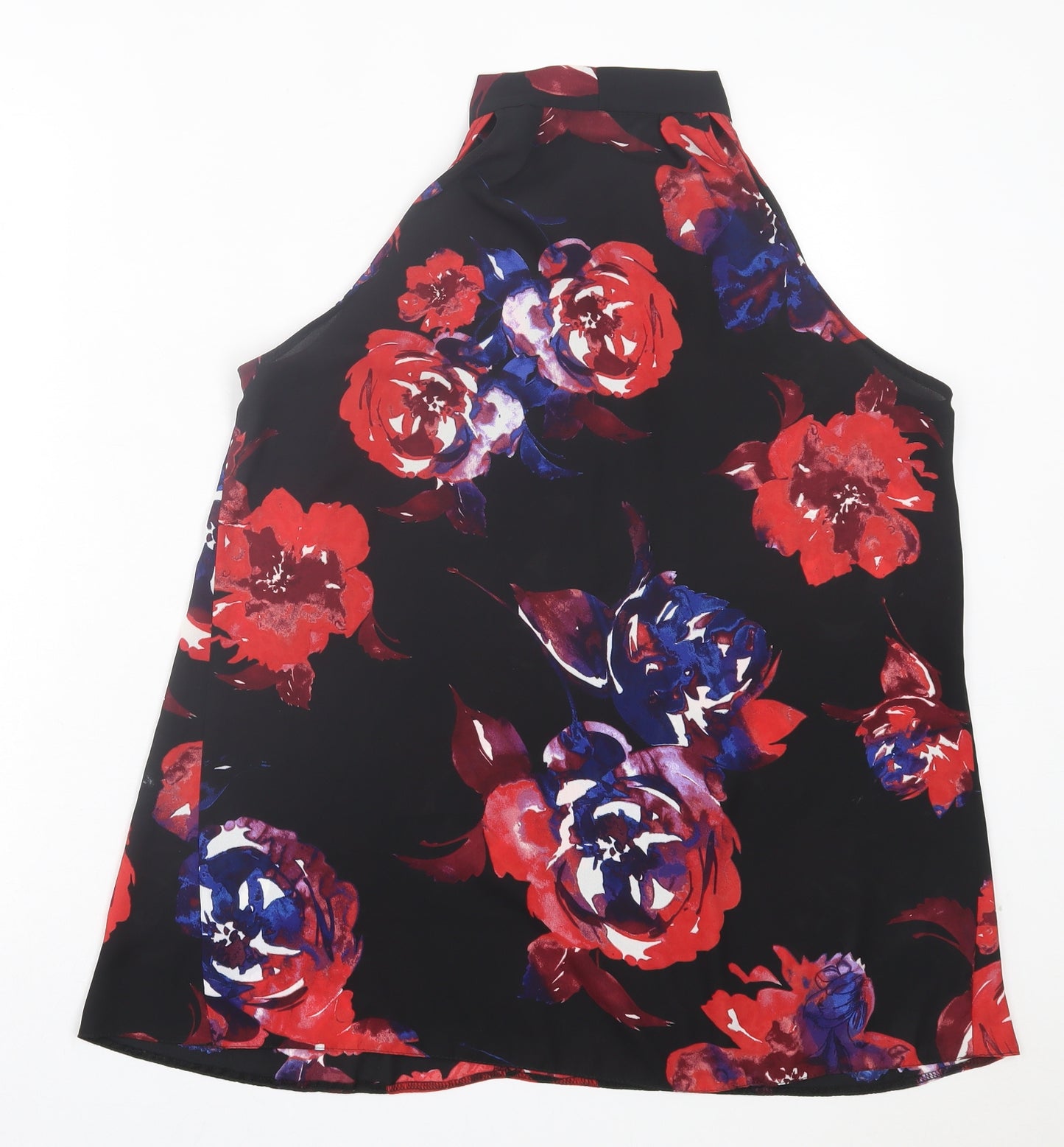 George Womens Red Floral Polyester Basic Blouse Size 12 V-Neck