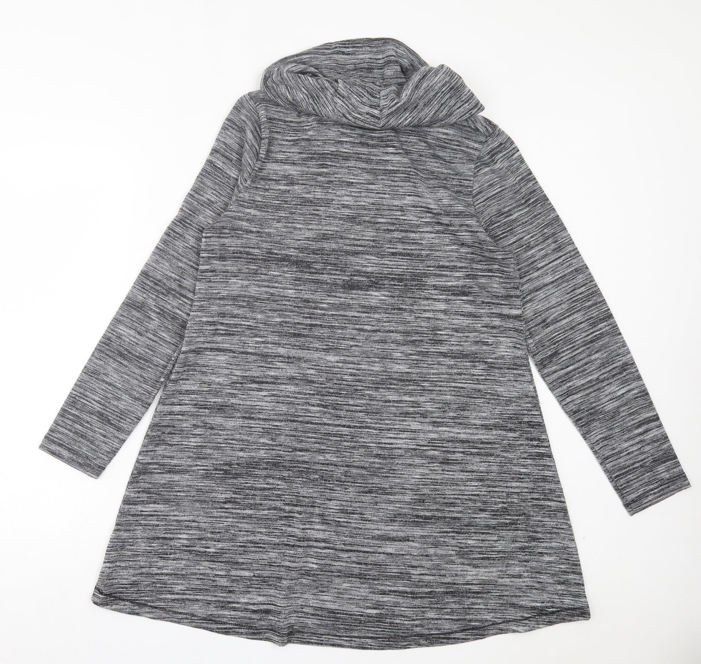 F&F Womens Grey Polyester Jumper Dress Size 12 Roll Neck Pullover