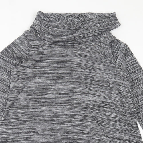 F&F Womens Grey Polyester Jumper Dress Size 12 Roll Neck Pullover