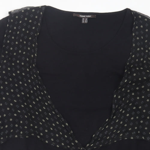 marie mero Womens Black Crew Neck Floral Viscose Pullover Jumper Size 18