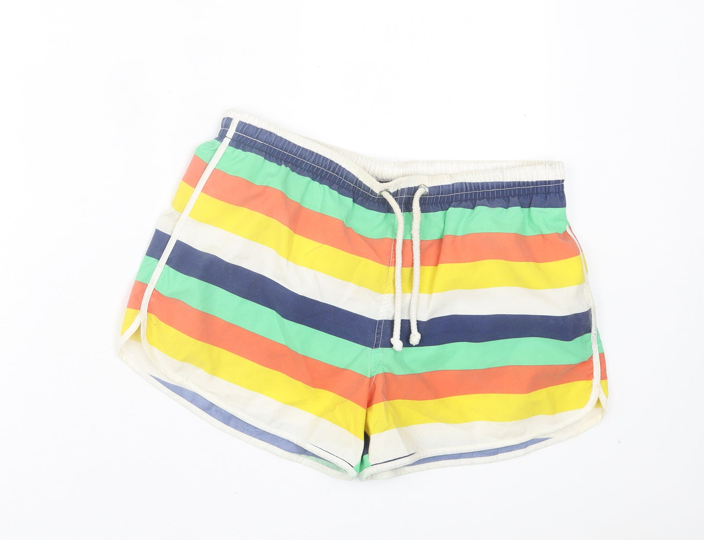 Zara Mens Multicoloured Striped Polyester Sweat Shorts Size M Regular Drawstring