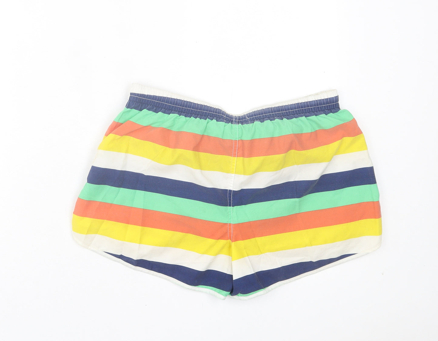 Zara Mens Multicoloured Striped Polyester Sweat Shorts Size M Regular Drawstring