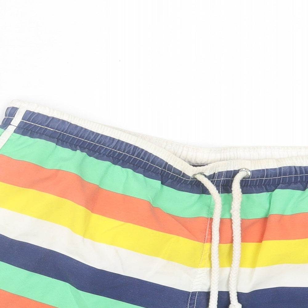 Zara Mens Multicoloured Striped Polyester Sweat Shorts Size M Regular Drawstring