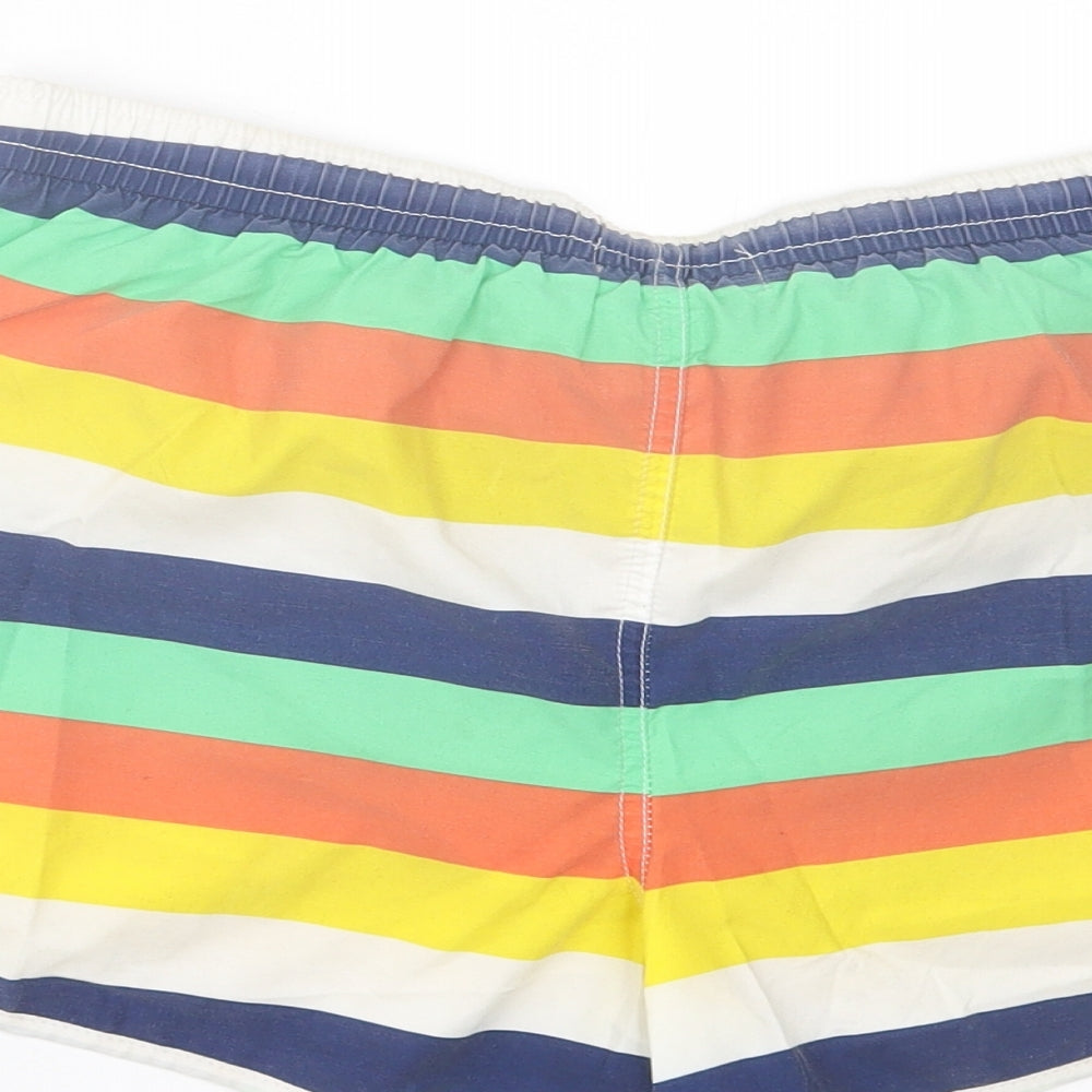 Zara Mens Multicoloured Striped Polyester Sweat Shorts Size M Regular Drawstring