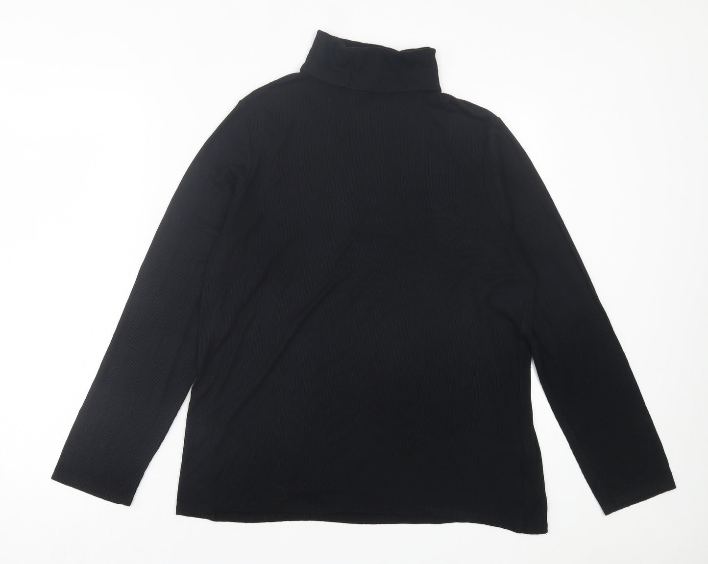 George Womens Black Viscose Basic T-Shirt Size 18 Roll Neck - Ribbed Fabric