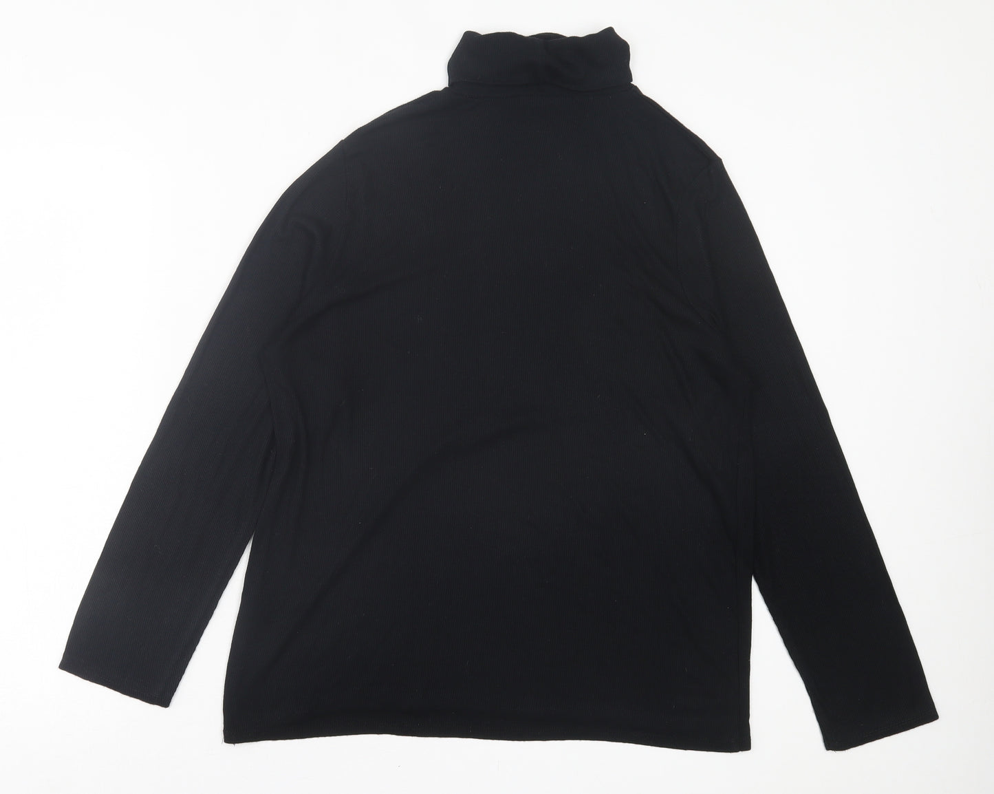 George Womens Black Viscose Basic T-Shirt Size 18 Roll Neck - Ribbed Fabric