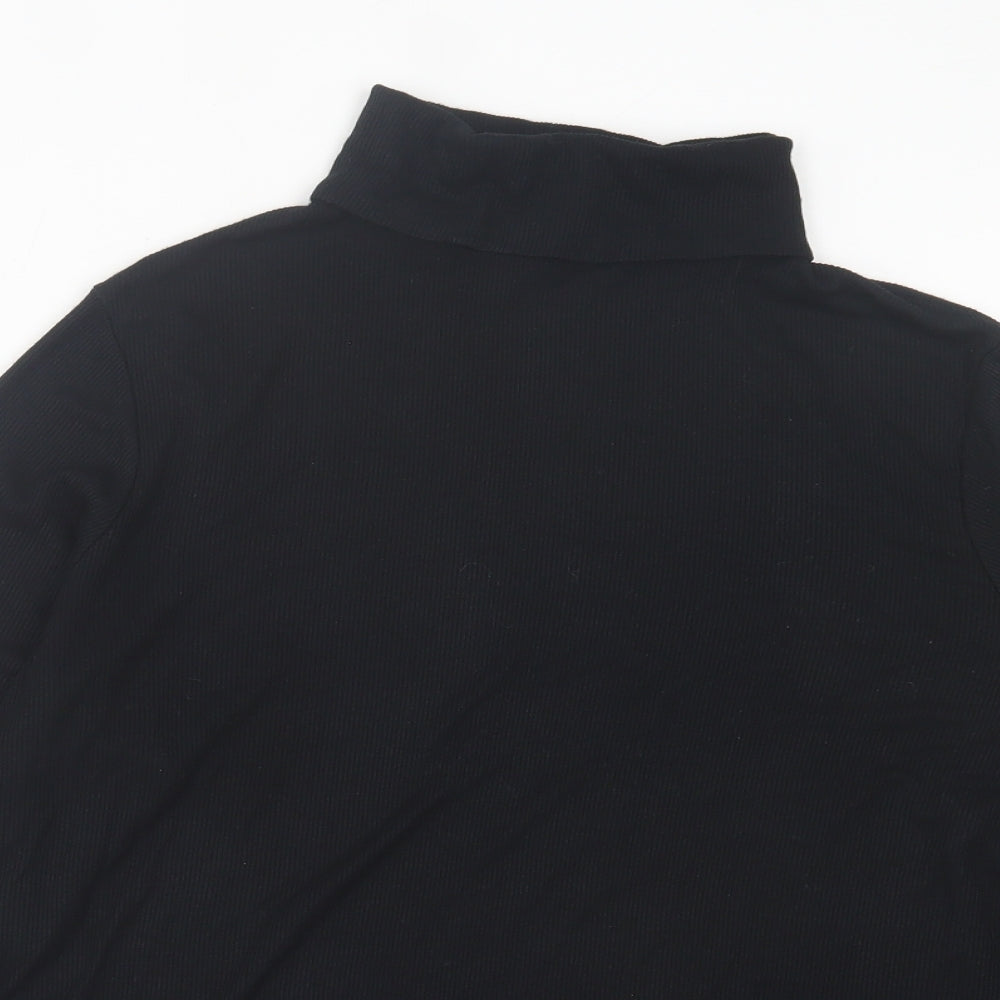 George Womens Black Viscose Basic T-Shirt Size 18 Roll Neck - Ribbed Fabric