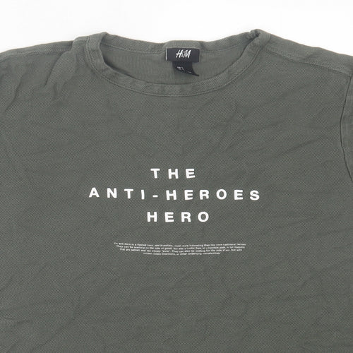 H&M Mens Green Cotton T-Shirt Size S Crew Neck - The Anti-Heroes