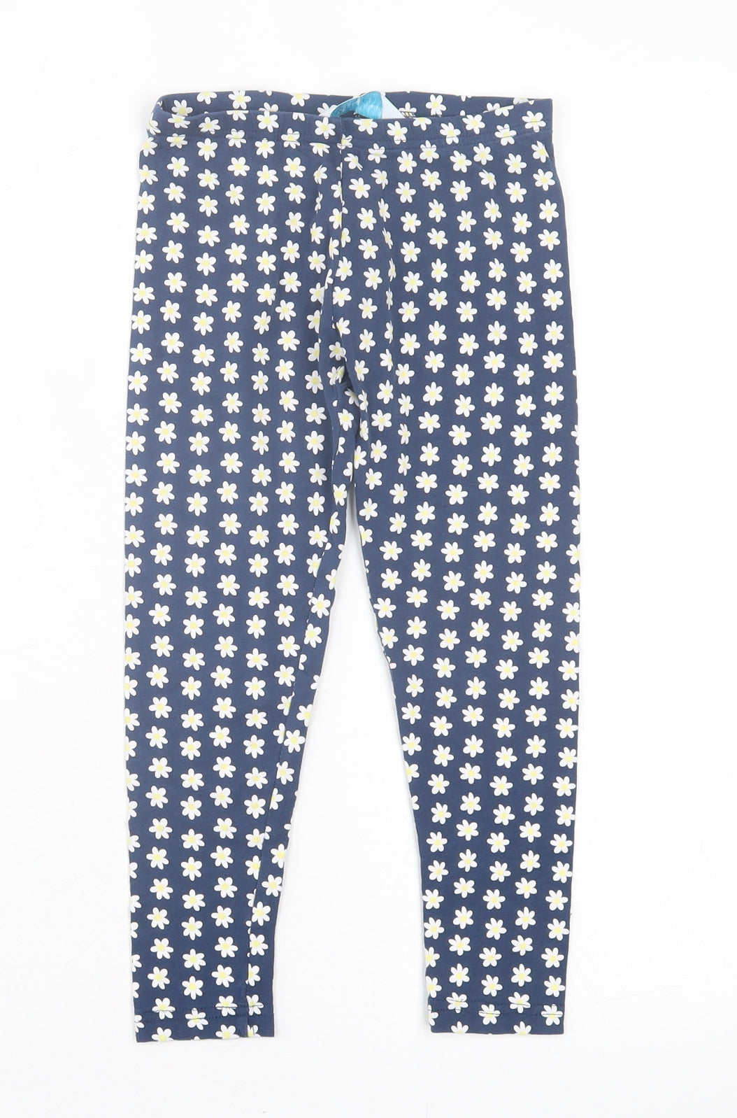Primark Girls Blue Floral Cotton Capri Trousers Size 6-7 Years Regular Pullover