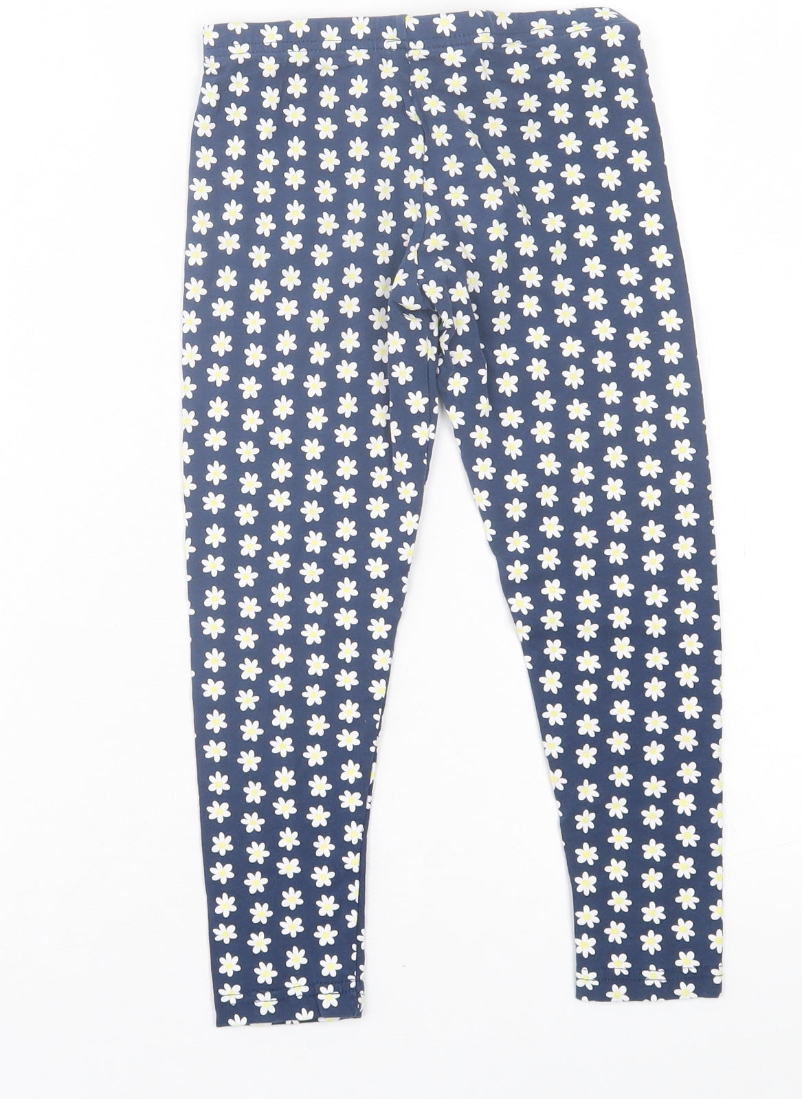 Primark Girls Blue Floral Cotton Capri Trousers Size 6-7 Years Regular Pullover