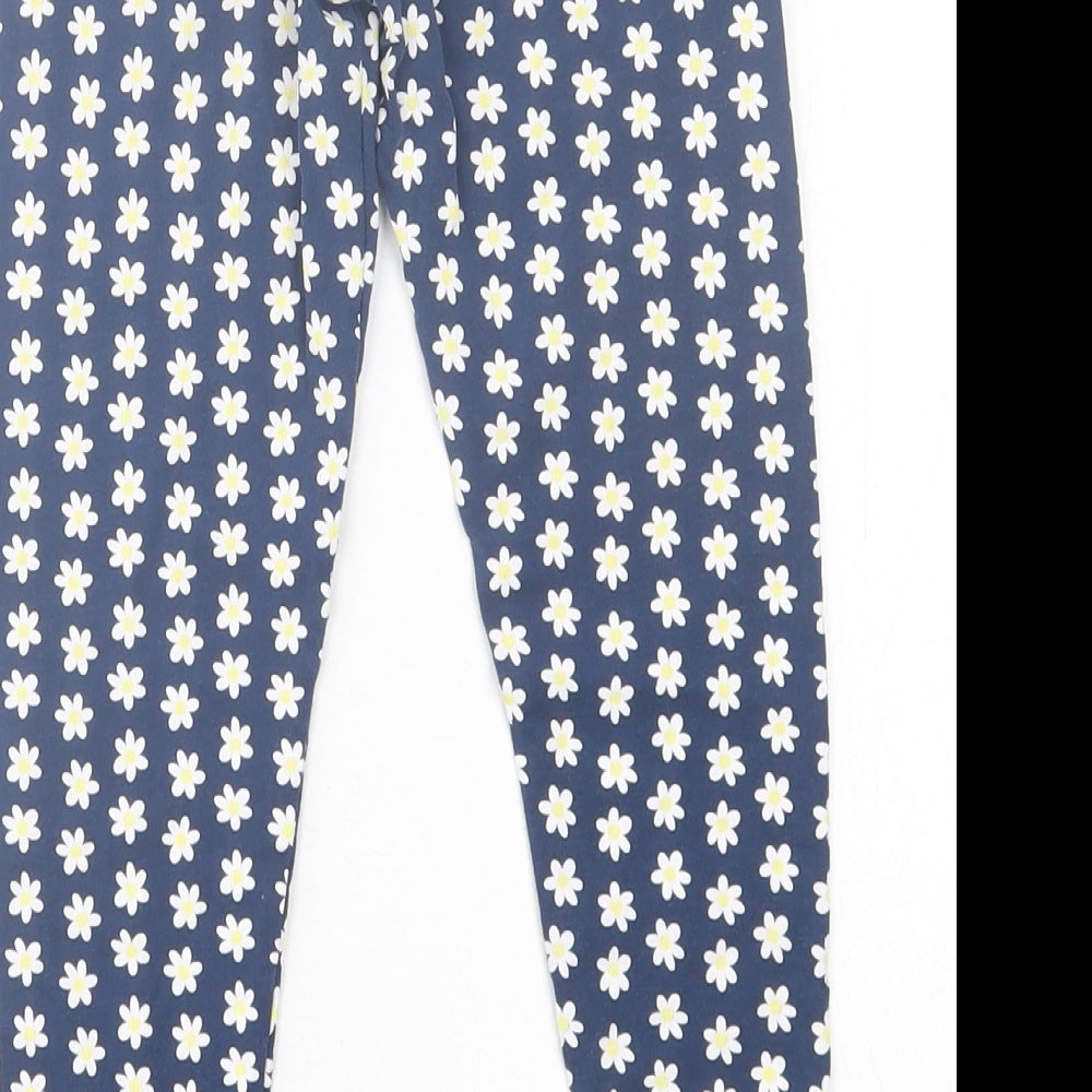 Primark Girls Blue Floral Cotton Capri Trousers Size 6-7 Years Regular Pullover
