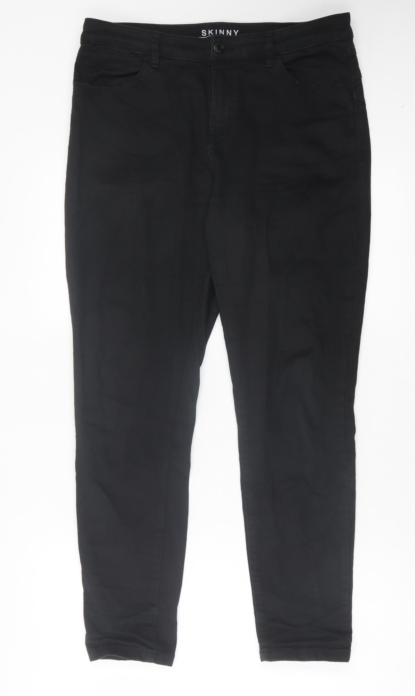 NEXT Womens Black Cotton Skinny Jeans Size 14 L28 in Regular Button