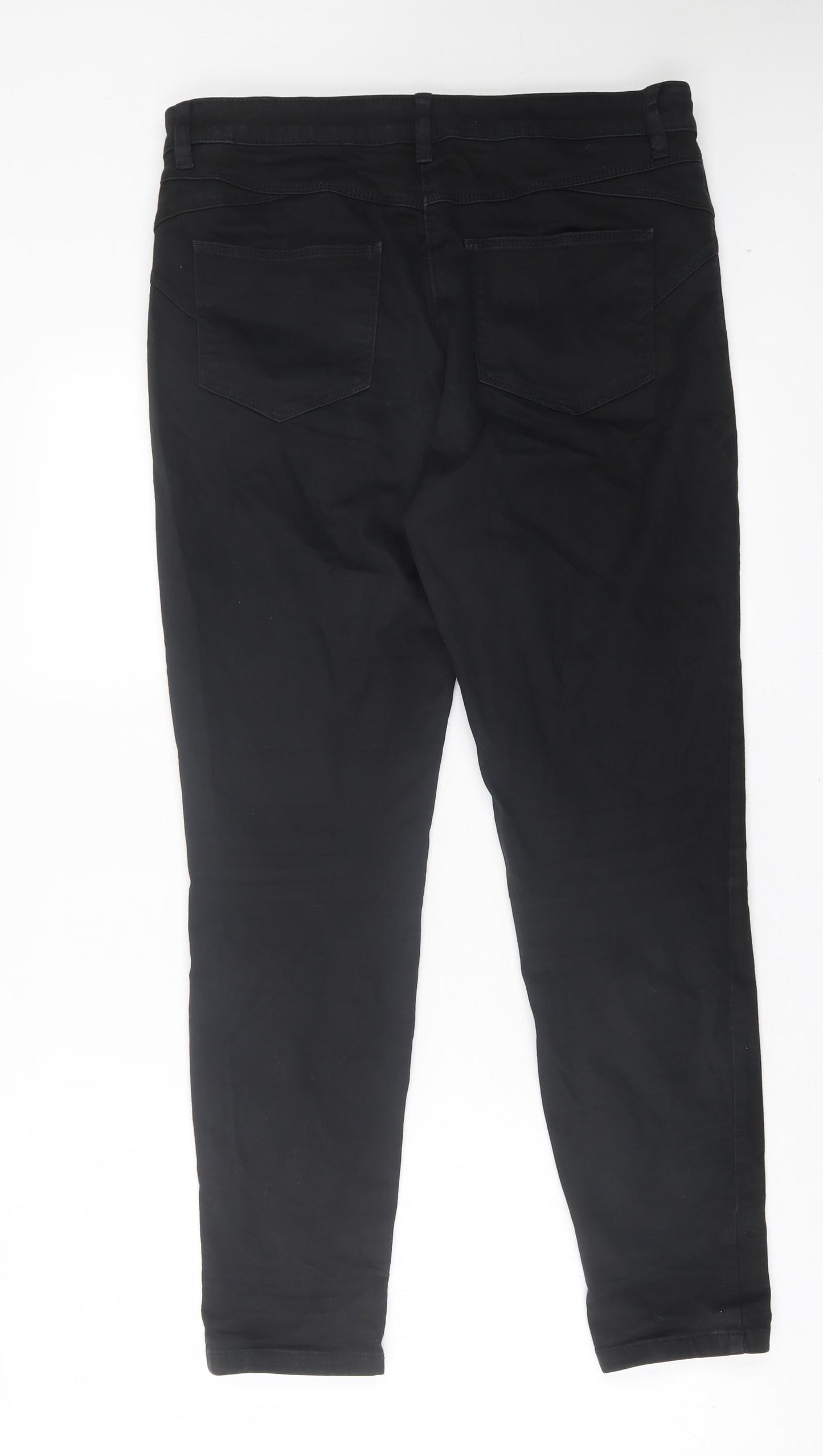 NEXT Womens Black Cotton Skinny Jeans Size 14 L28 in Regular Button
