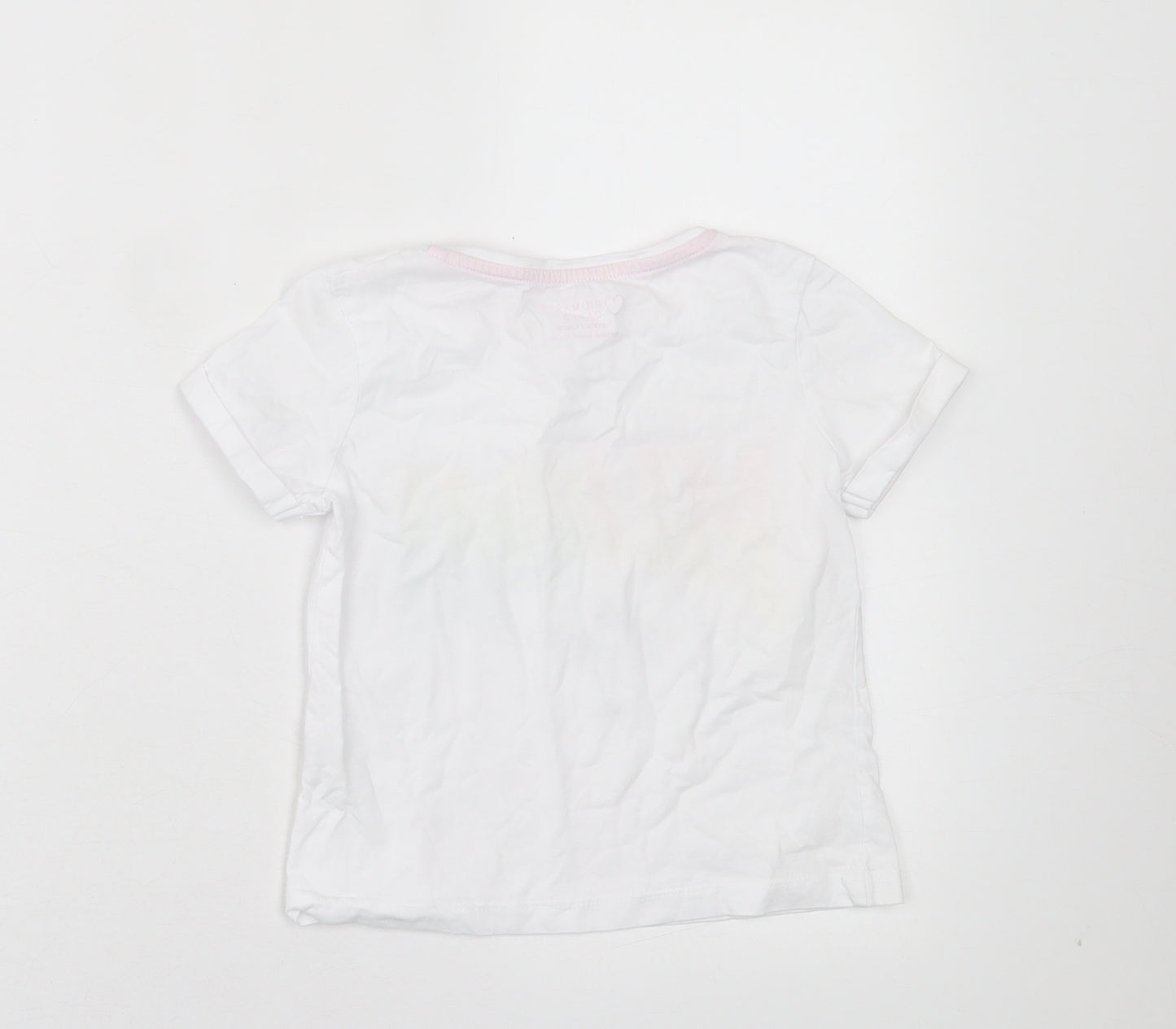 Primark Girls White Cotton Basic T-Shirt Size 7-8 Years Crew Neck Pullover - Miami Beach