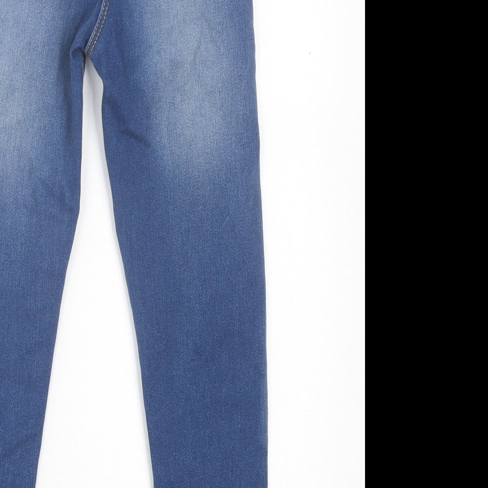 George Girls Blue Cotton Jegging Trousers Size 6-7 Years Regular Pullover
