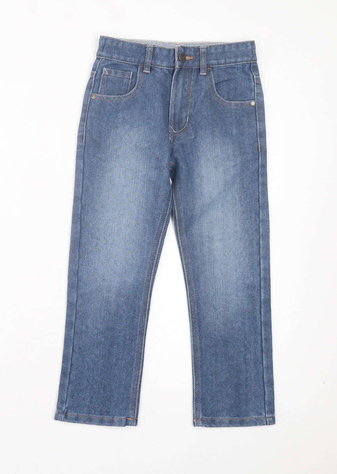 George Boys Blue Cotton Straight Jeans Size 6-7 Years Regular Button
