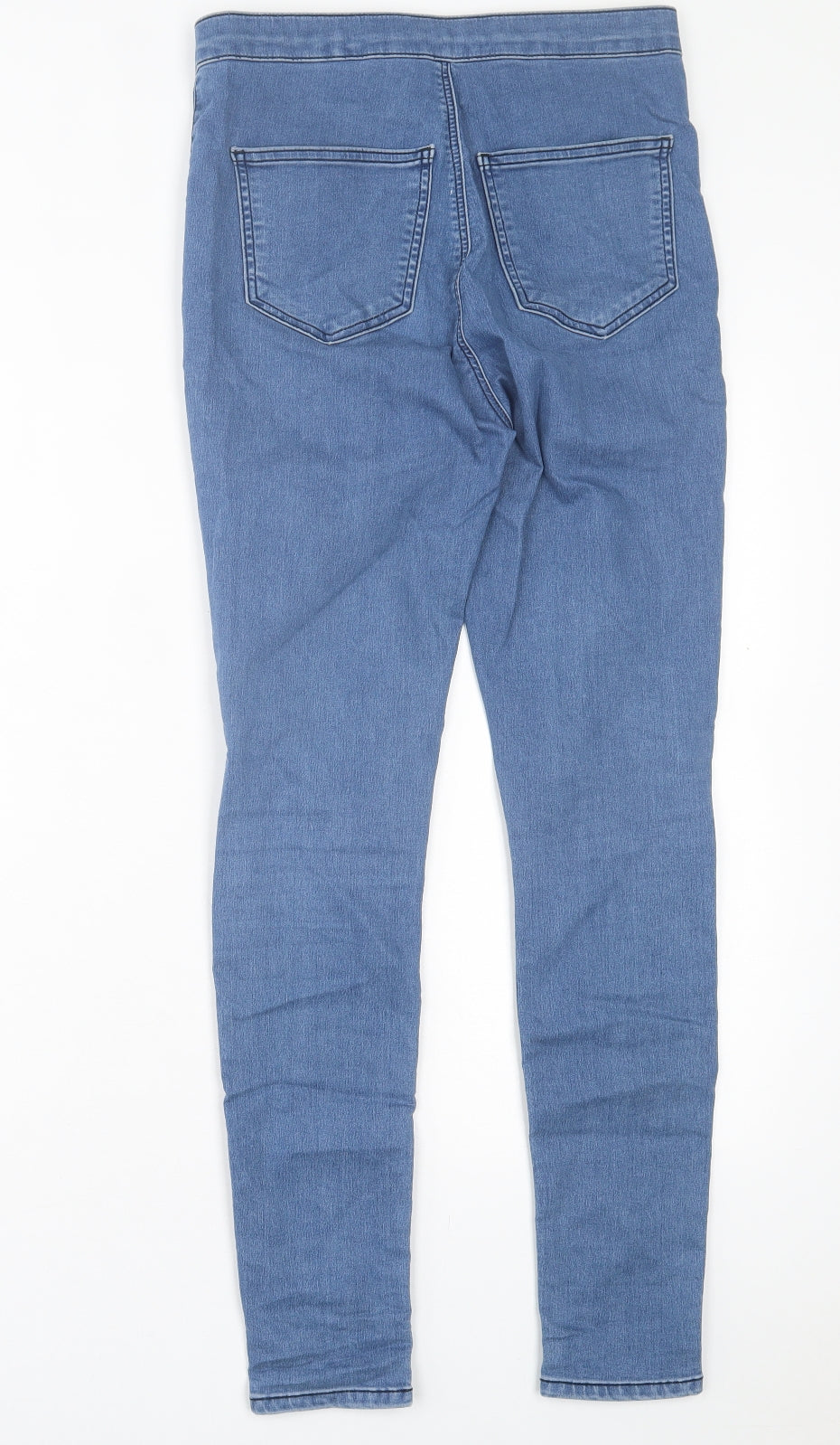 Topshop Womens Blue Cotton Skinny Jeans Size 30 in L32 in Regular Button - Ripped Detail