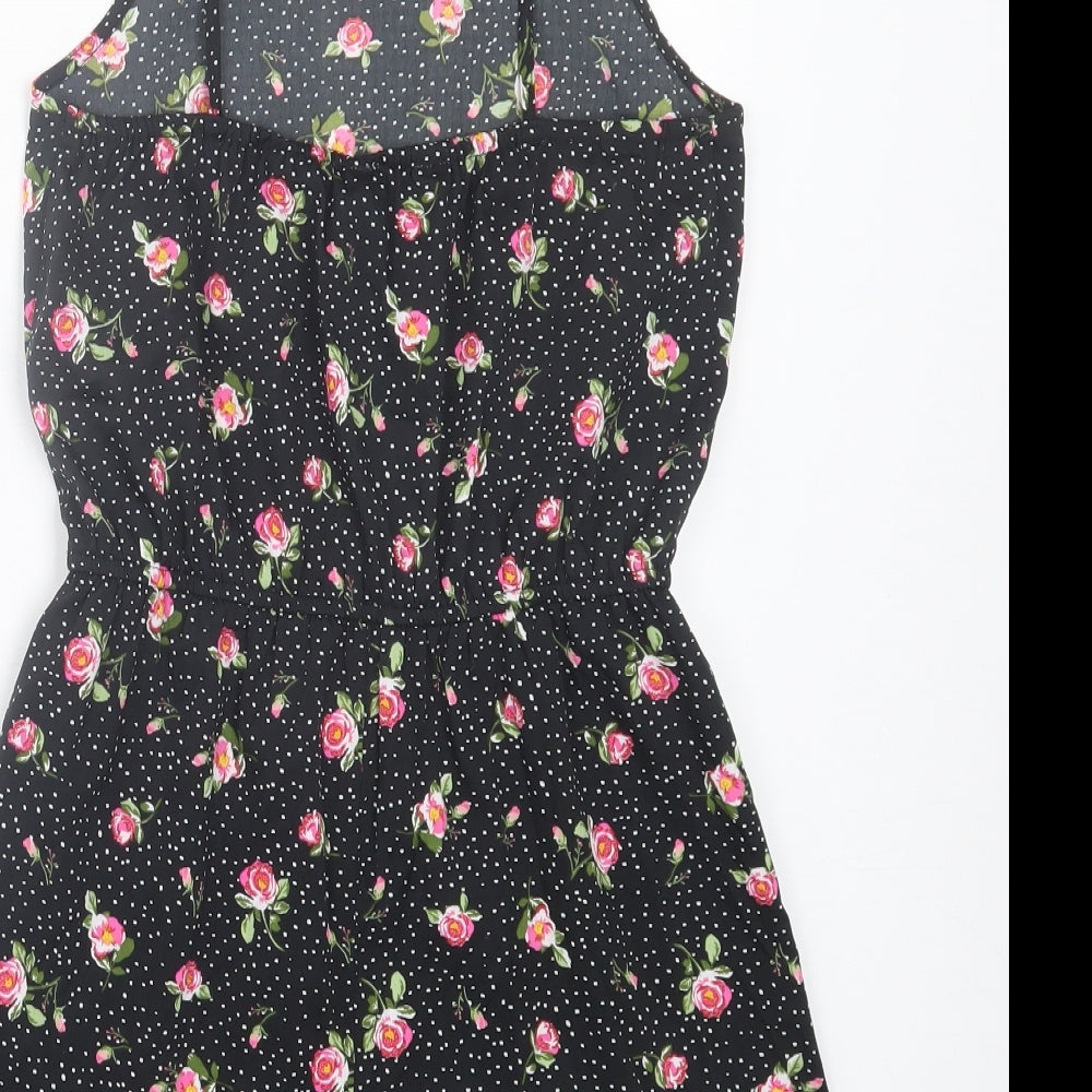Primark Girls Black Floral Polyester Playsuit One-Piece Size 11-12 Years Pullover